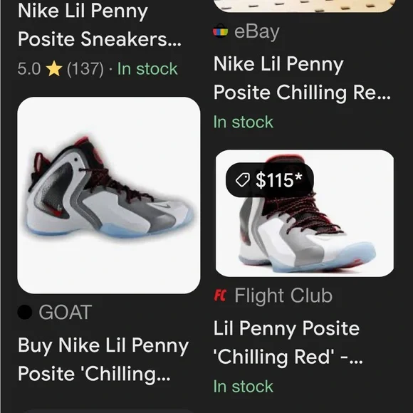 Nike Lil Penny Posite Sneakers White Gray Red 9.5 Mens - Picture 4 of 14